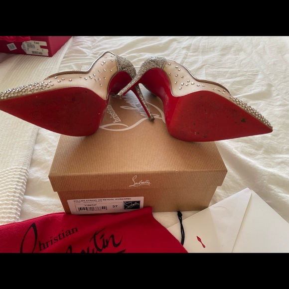 Authentic Louboutin Follies Strass 100 in Perle - Picture 4 of 5
